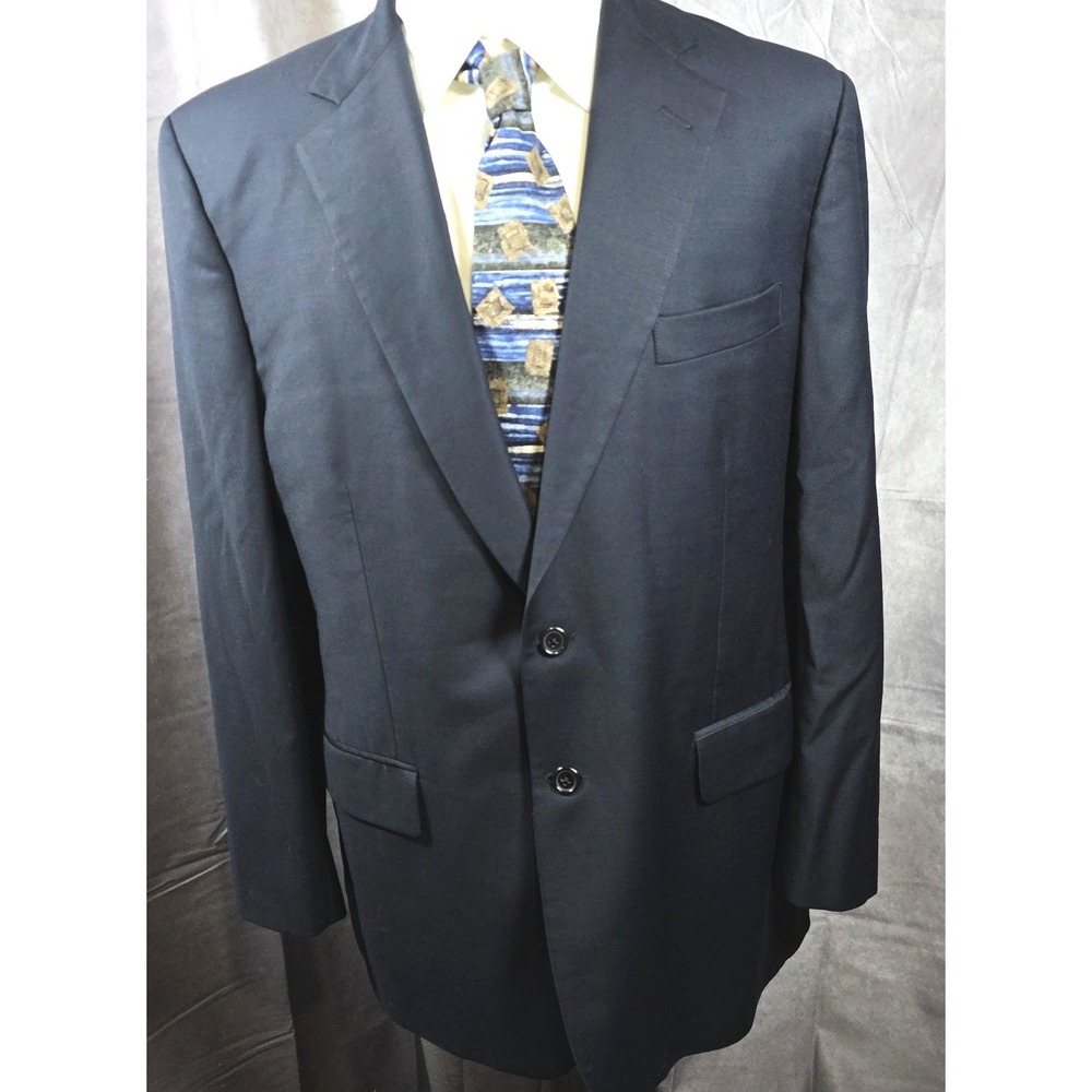 Calvin Klein Suit Jacket Mens 42R Navy Blue Slim Fit 100% Wool‎ 2-Button Blazer